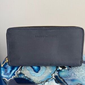 Portland Leather Goods Navy Leather Zip Wallet